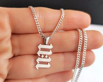 Sterling Silver Number Necklace, Personalised Angel Numbers Pendant