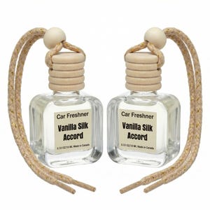 Vanilla Silk Accord 10ml Hanging Car Air Freshener Diffuser – Refillable 2-Pack