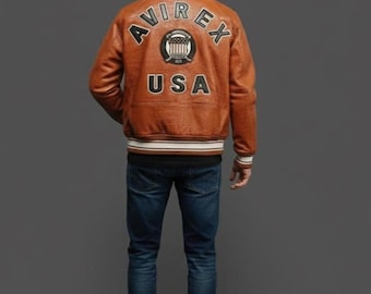 Giacca marrone da uomo Avirex USA – Classico bomber da regalo per lui