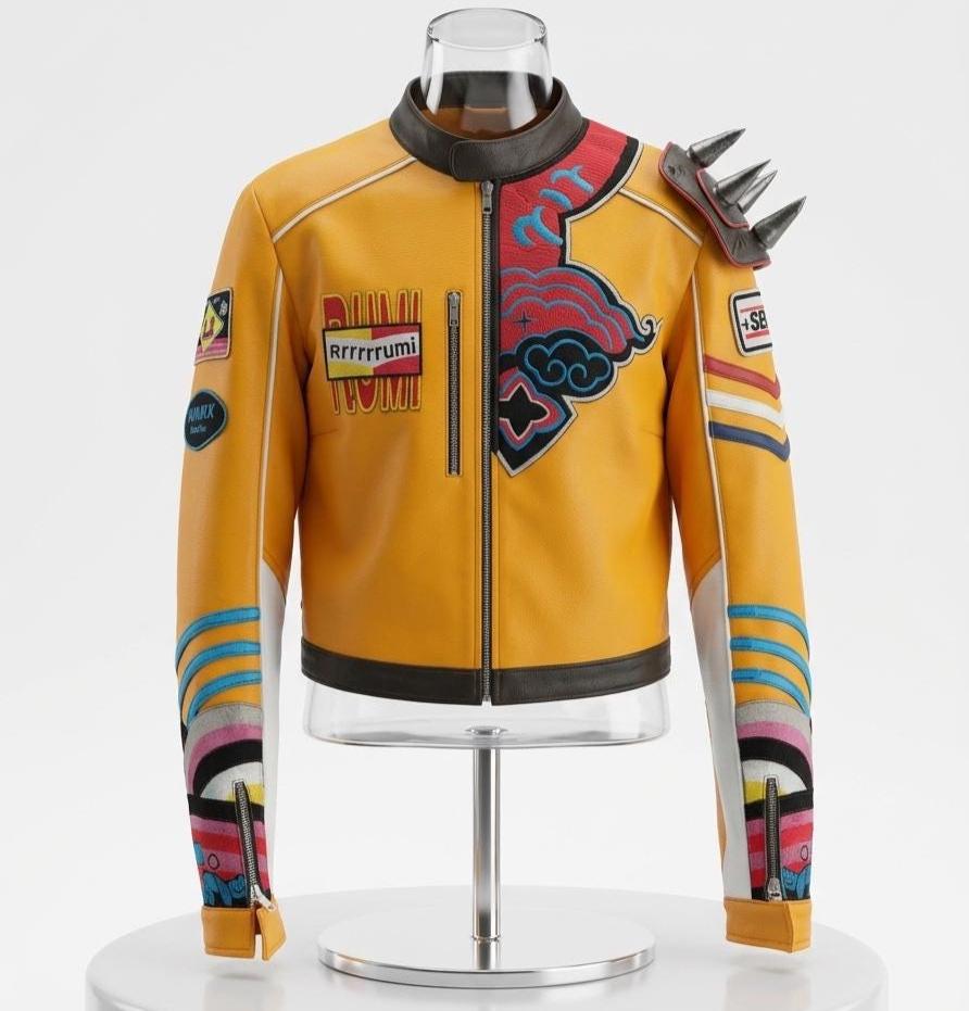 K Pop Demon Rumi Slay Hunter Yellow Leather Jacket – Handmade Cosplay ...