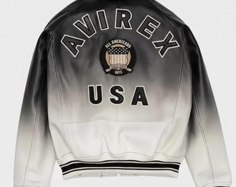 Giubbotto bomber sfumato nero e grigio di Avirex – Stile streetwear in pelle