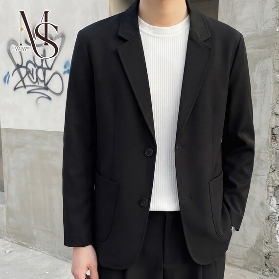 Men's Slim Fit Jacket | Single Button Blazer Coat | Casual Minimal Outerwear Streetwear