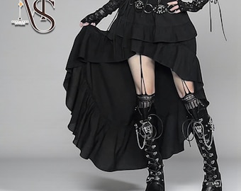Women's Gothic Skirt | High Low Layered Fashion | Retro Grunge Alternative Clothing