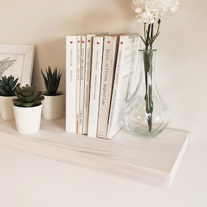 Floating Shelves, White Solid Pine Wood Wall Shelf, Modern Decor
