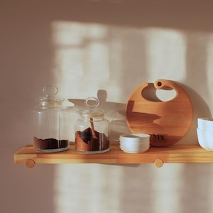 Wooden Cylinder Floating Shelves - Wall Decor Floating Shelf - Natural Solid Pine