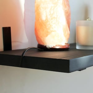 Floating Shelves with L Metal Bracket, Anthracite Solid Pine Wood Wall Shelf