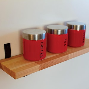 Floating Shelves with L Metal Bracket, Natural Solid Pine Wood Wall Shelf