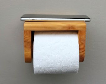 Natural Pine Wood Toilet Roll Holder –  Minimal Bathroom Decor