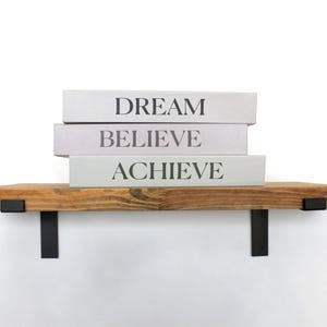 Floating Shelves with Z Metal Bracket, Walnut Solid Pine Wood Wall Shelf