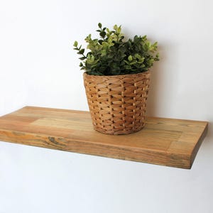 Floating Shelves, Walnut Solid Pine Wood Wall Shelf, Flat Design