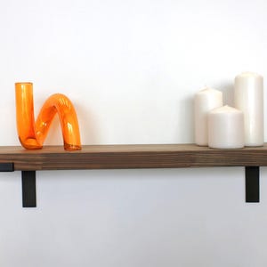 Floating Shelves with Z Metal Bracket, Grey Solid Pine Wood Wall Shelf
