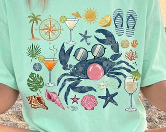 Krab blazende zeepbel, png, kust nautisch shirtontwerp (digitale download)