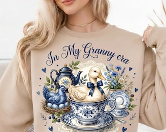 In My Grandma Era PNG, Vintage Goose PNG, Cottagecore Grandma PNG, boerderijkeukengans, sublimatie shirtontwerp, Instant Download