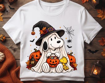 Snoopy Halloween PNG, Snoopy Ghost PNG, Woodstock Halloween PNG, Pumpkin Ghost Fall Design, Vintage Halloween Shirt, Spooky Sublimation Png