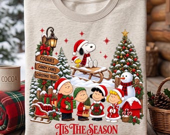 Vintage Snoopy Christmas PNG, Tis the Season PNG, Peanuts Christmas Clipart, Snoopy Friends Christmas, Holiday Shirt PNG, Cute Xmas Tee