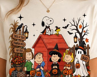 Snoopy Halloween PNG, Snoopy Friends PNG, Pumpkin Patch Ghost PNG, Trick or Treat Shirt Design, Girly Spooky Png,Retro Halloween Sublimation