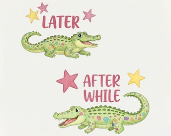 Later Gator PNG, After While Crocodile PNG, Trending Stripes PNG, Zomer Png, Strandshirt Png, Girly Png, Gestreepte Alligator Png, Digitaal bestand