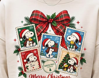 Snoopy Christmas PNG, Christmas Stamp Collage PNG, Holiday Snoopy Shirt Design, Cute Christmas Sublimation, Winter Holiday PNG