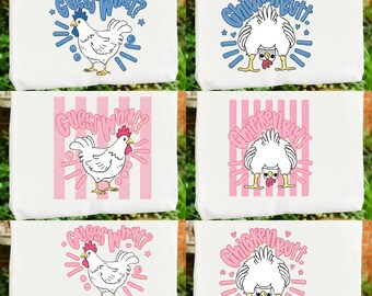 Guess What Chicken Butt PNG-bundel, grappig preppy sublimatieontwerp, bijpassende shirts afbeelding, voor- en achterkant retro humor digitale download