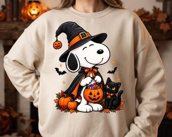 Snoopy Halloween PNG, Retro Halloween Snoopy PNG, Black Cat Halloween PNG, Trendy Spooky Fall Sublimation, Vintage Halloween Shirt Design