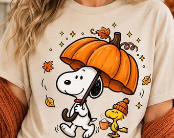Pumpkin Umbrella Snoopy PNG, Cozy Fall PNG, Autumn Shirt Design, Pumpkin Season PNG, Fall Sublimation Png, Digital Download