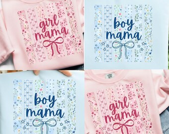 Gestreepte Boy Mama png, strepen meisje mama png, coquette bow mama png, ditsy floral mama png, moederschapsbundel png, preppy girl boy mama png