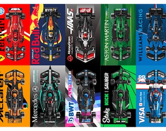 2025 Formel 1 Speed Champions (2024 F1-mästerskapet) - Alla bilar i ett tryck, INTE INDIVIDUELLA TRYCK - 50 x 70 cm Ikea-storlek