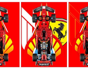 Ferrari SF-24 Formel 1 - 1:8 skala Lego Technic bil - Displayram digitaltryck mall (+IKEA Ram kompatibel)