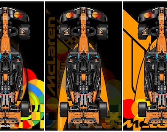 Red Bull Racing RB20 Formel 1 - 1:8 skala Lego Technic bil - Displayram digitaltryck mall (+IKEA Ram kompatibel)