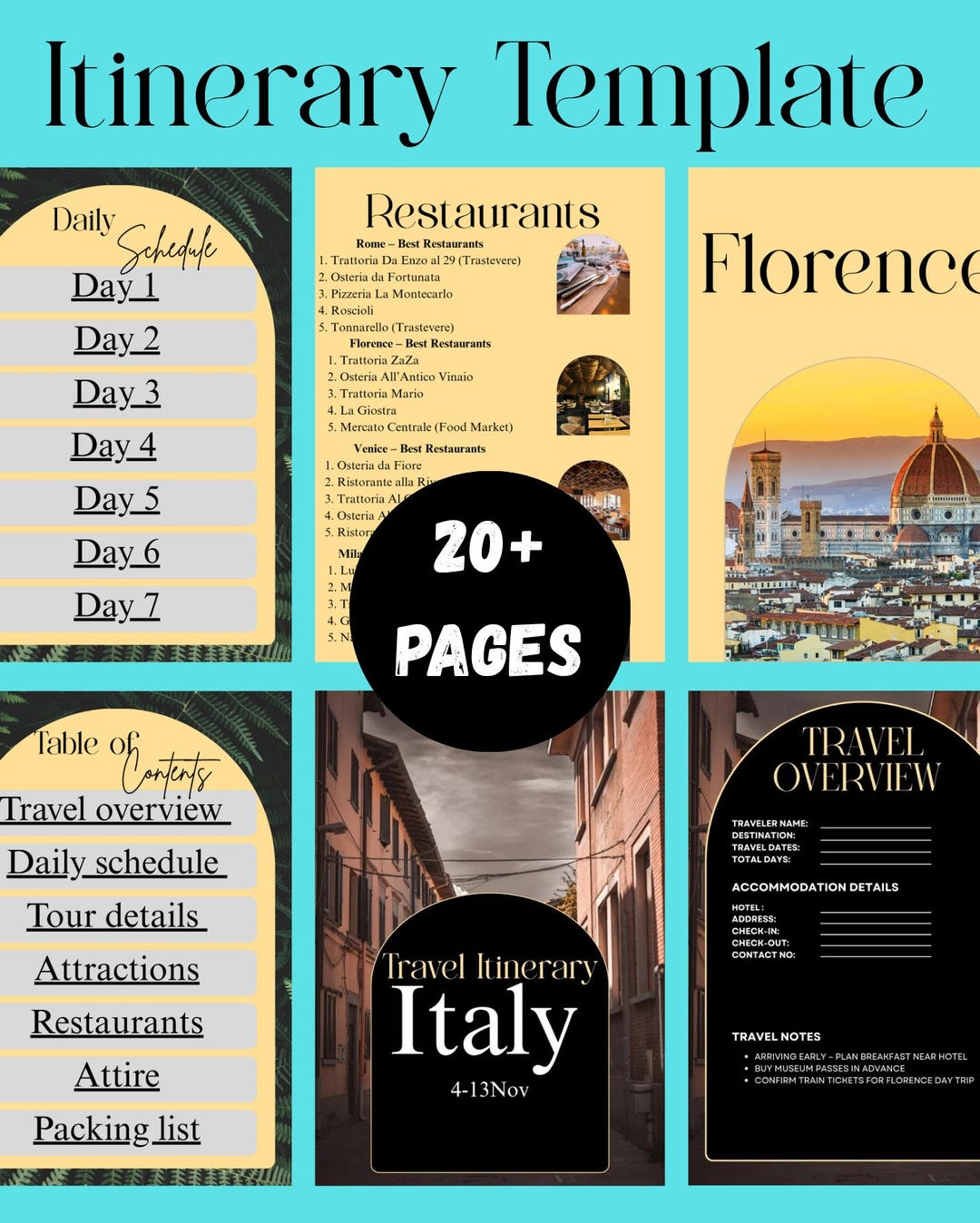 Editable Travel Itinerary Template | Vacation Planner (digital Download ...