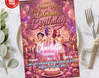 Kpop Huntrix Birthday Invitation | Editable Canva Template (Digital Download)
