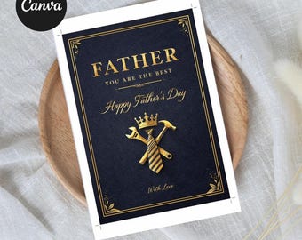 Father's Day Card | Luxury Navy Gold Printable (Digital Download)