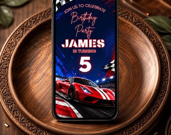 Cars Birthday Video Invitation, Editable Racing Car Birthday Invitation, Animated Car Party Invite Template, Digital invite, Race Car Invite