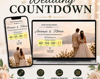 Live Wedding Countdown Timer Template | Editable Wedding Countdown | Wedding Website Countdown | Digital Wedding Countdown | Save the Date