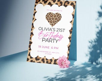 Cheetah Print Birthday Invitation | Editable Safari Party Template (Canva Digital Download)