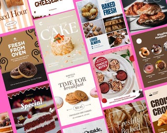 Bakery Instagram Post Templates | Canva Editable Menu Designs (Digital Download)
