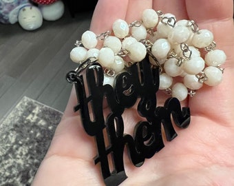 They Them Non-Binary PRIDE Pronoun Necklace