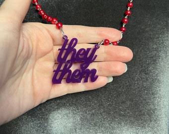 They Them Non-Binary Pronoun Necklace