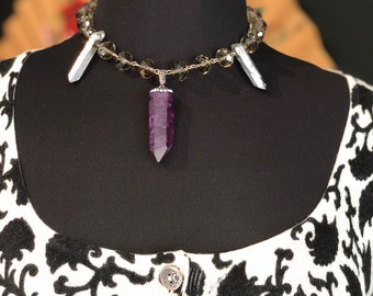 Gothic Casual Crystal Point Necklace