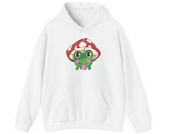 Felpa con cappuccio Kawaii Frog And Toad Felpa con cappuccio Funny Weekend Frog Under Mushroom