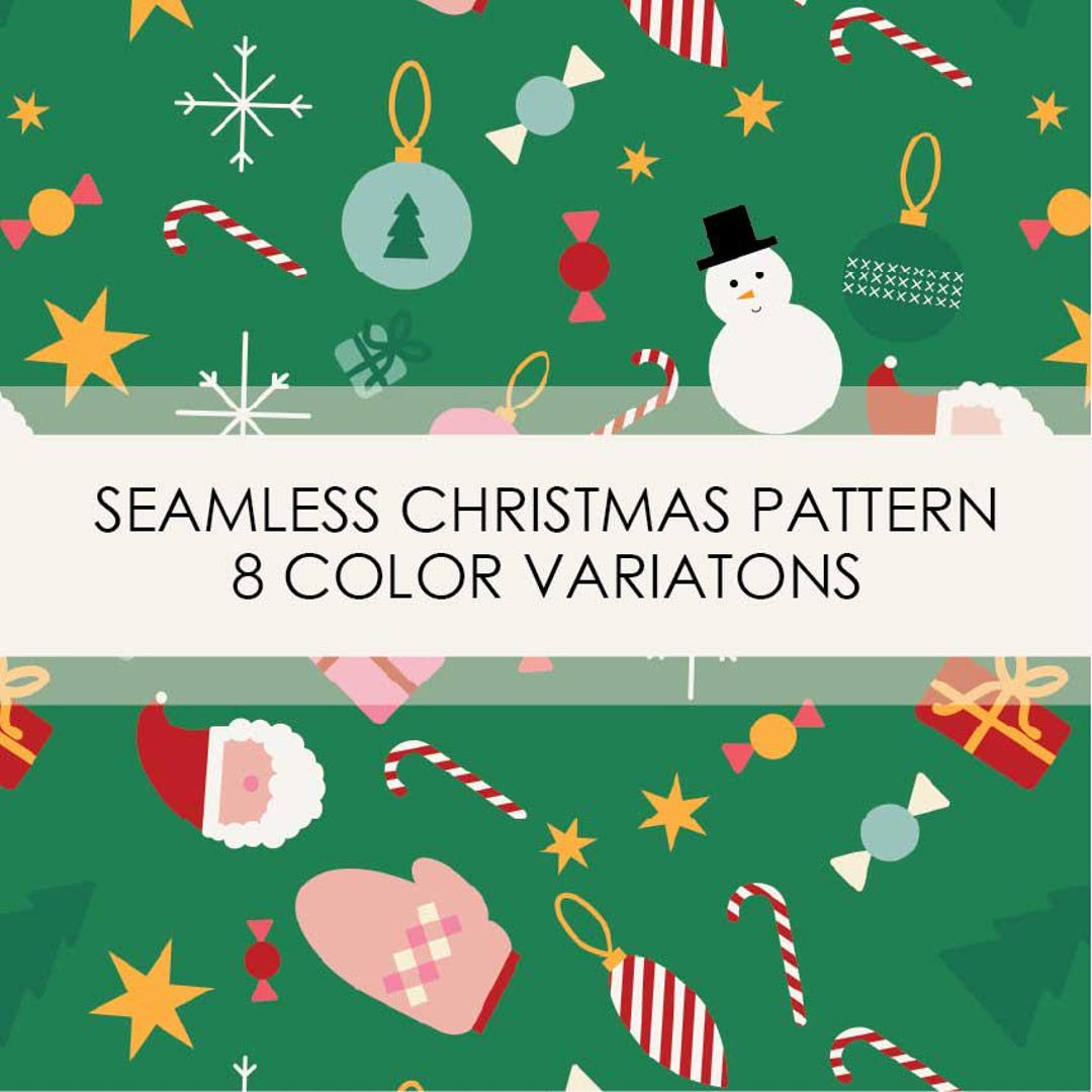 Seamless Christmas Pattern in 8 Colors | Coordinated Holiday Digital ...