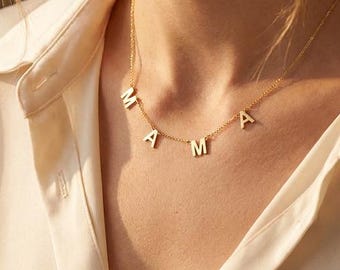 Personalised Initial Name Gold Necklace,Spaced Letter Necklace,Name Jewellery,Gifts forMom,Custom Charm Necklace,Silver Custom Letter Choker
