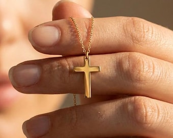 Collana con croce minuscola, collana con croce in oro, collana con croce minimalista, collana di Natale, regalo per lei, regalo per la mamma, regalo di Natale