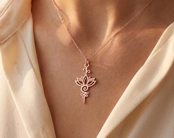Lotus Flower Necklace, Sterling Silver Lotus Charm, Spiritual Jewelry, Floral Pendant Necklace, Minimalist Lotus Necklace, Yoga Gift