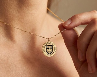 Collana universitaria personalizzata, collana con logo universitario in argento, collana con logo personalizzato, regalo di laurea, collana con emblema universitario
