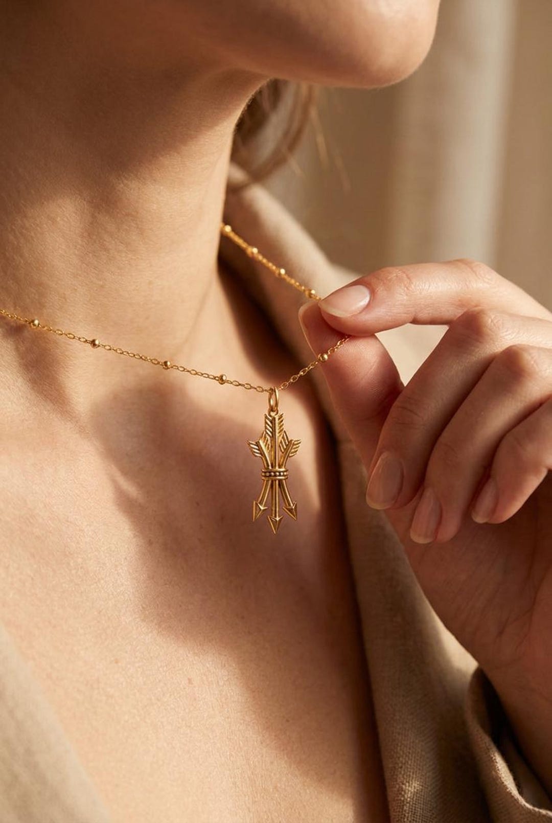 Dainty Gold Arrow Necklace,sterling Silver Arrow Pendant, Silver Three ...
