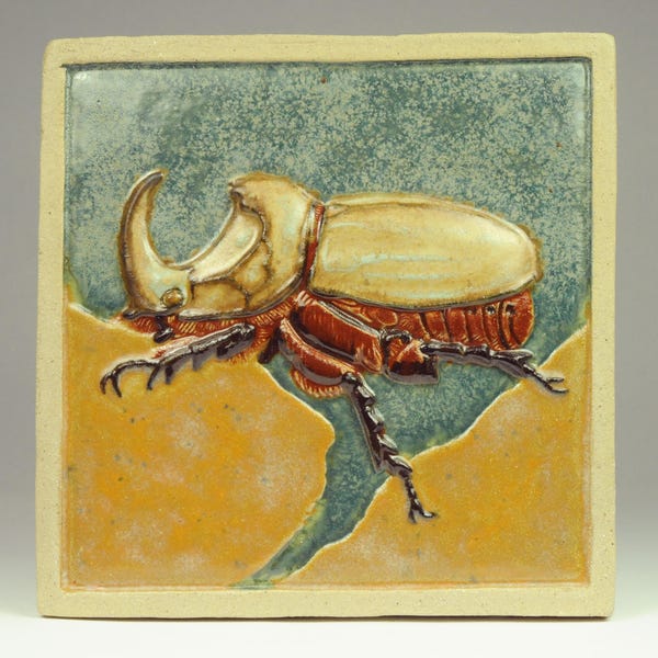 Reserved Sale for Margaret- Rhinoceros Beetle Ceramic Tile