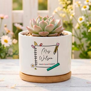 Personalized Teacher Planter, Custom Teacher Name Gift, Teacher Appreciation Gift, End of Year Teacher Gift, Classroom Succulent Pot