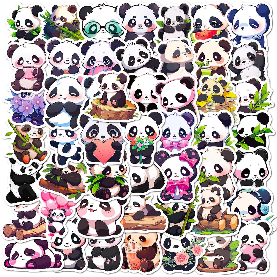 Cute Panda Stickers Pack Kawaii Animal Vinyl Decals for Laptops Water ...