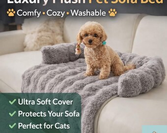 Luxury Pet Sofa Cover Bed, Soft Plush Dog Blanket, Washable Couch Protector